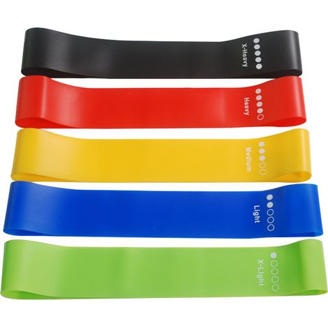 Bande De Résistance - Latex Naturel - Pour Fitness Et Musculation - Ensemble De 5 Niveaux De Résistance - 150 cm × 5 cm (1/5)