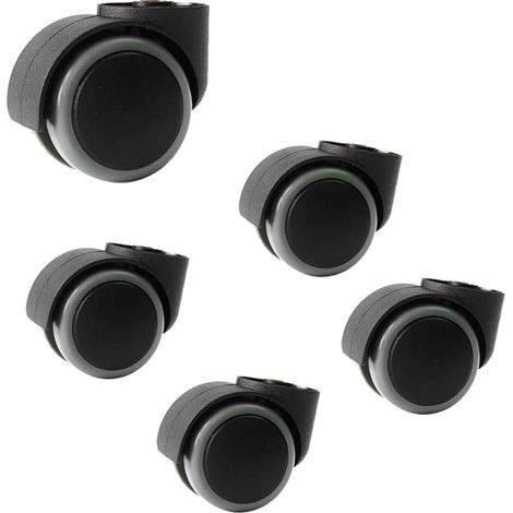 lot de 5 roulettes chaise bureau sans tige 50mm, polyuréthane, diamètre trou 8mm, charge 150kg, pour chaises pivotantes