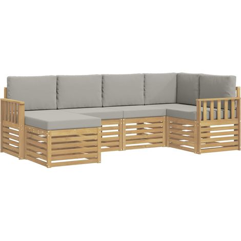 Set di divani da esterno 6 pz Bianco e Grigio Chiaro Poliestere vidaXL (1/5)