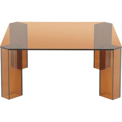 Table basse carrée en verre 80x80cm - Verre ambré - Remo