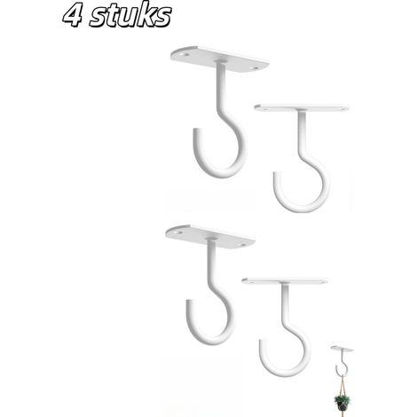 Lot de 4 crochets de suspension robustes pour plafond et fixation murale pour paniers luminaires mangeoires à oiseaux carillons et décorations 6,35 cm couleur blanche (1/5)