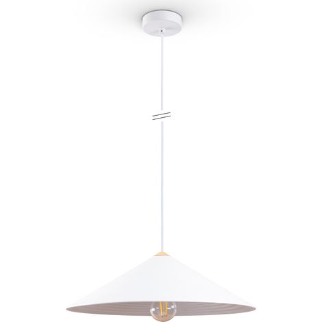 Paco Home Lampada  Sospensione Tavolo Da Pranzo Cucina Vintage Metallo E27 Bianco Legno, Ø42cm