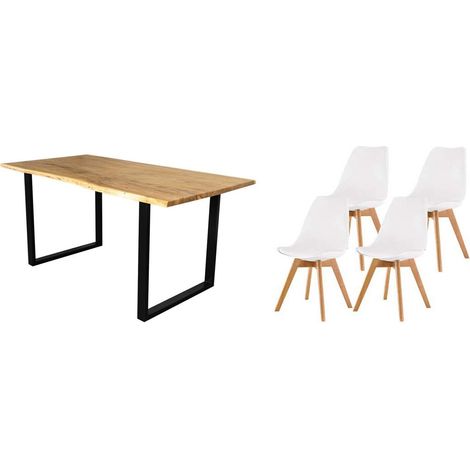 Pack Mesa de Comedor o Cocina Madera Maciza 140cm + Sillas Nordic (1/5)