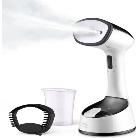 Ufesa Black Mist Ferro da Stiro a Vapore Verticale Pieghevole, Ferro da Viaggio, Compatto, 1470 W, Serbatoio 150 ml, Elimina pieghe, Odori e Disinfetta, Spazzola per Tessuti Spessi, Pronto in 25s (1/4)