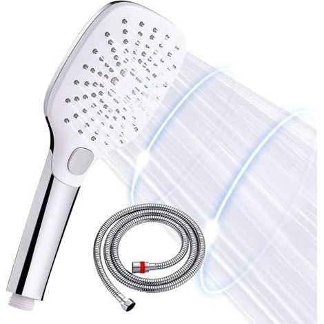 XXL Large Shower Head with 1.5M Shower Hose, Water Saving High Pressure Shower Head 3 Shower Modes for Bathroom, Chrome (1/5)