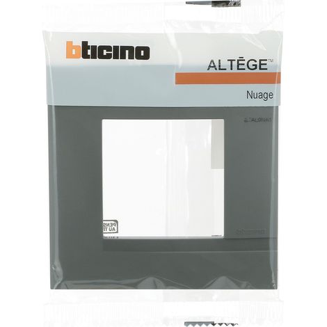 Bticino – Plaque Altège Classico 1 poste finition Nuage effet aluminium – Fixation à clipser – Design italien élégant – BTAL9NA1 (1/5)