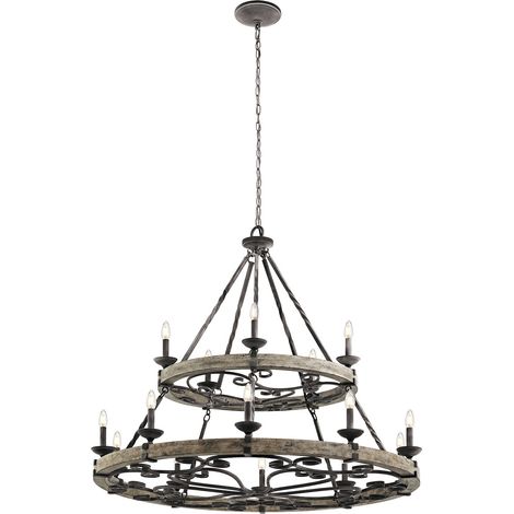 Elstead Taulbee - Lampadario a 15 luci in zinco stagionato