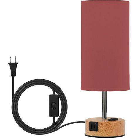 Yuiboo Petite lampe de table marron rouge avec abat-jour en tissu (1/5)