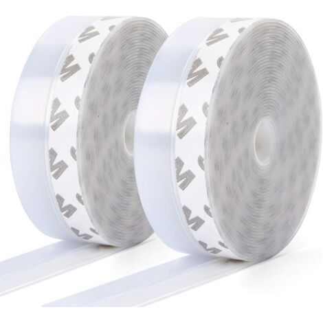 Joints d'étanchéité en silicone, lot de 2, joints autocollants pour bas de porte et fenêtre, transparents, anti-poussière, résistants aux intempéries, insonorisés - (10 m × 25 mm x 10 m)