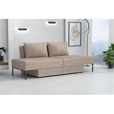 Sofa mit Schlaffunktion GORKA 3in1 – Bett, Liege & Sofa in Stoff Velo Beige
