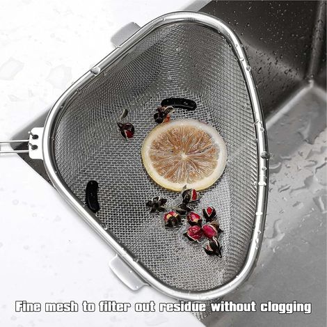 Triangle Basket of Drain For sink of Kitchen, Strainer Sink Kitchen, Basket of Strainer Sink Angle, Basket of Drain Multifunctional, Strainer Angle For Fruits And Vegetables (1/5)