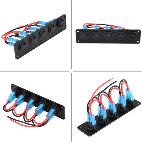 Convient aux panneaux de commande ronds à 5 positions de 12-24 V avec interrupteur à bascule et indicateur LED bleu, adaptés aux camping-cars, bateaux et yachts. (1/5)