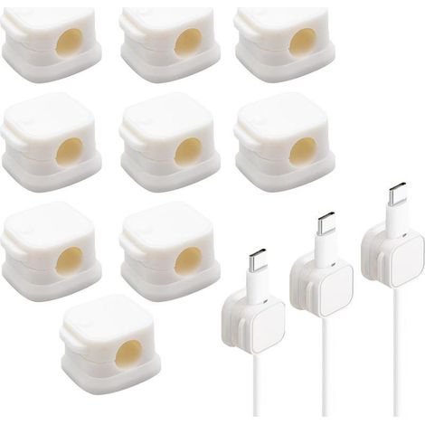 Pièce Clips Cable,Magnetic Cable Clips,Accroche Cable,Clips Cable Adhesif,Cable Clips,Support Cable,Pince Cable,Accroche Cable Adhésif,pour Cable de Chargement,HDMI,USB,Cable Audio(Blanc) (1/5)