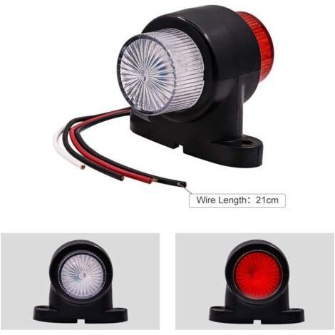Side Marker Lights, 2Pcs 8LED Trailer Side Marker Lights White Red 12V 24V (1/3)