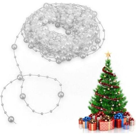 Bobine de fil de perles , Rouleau de guirlande de perles artificielles ,10 M Perles artificielles chaîne Perles chaîne Guirlande Ligne de pêche Perle Guirlande décoration de fête de Mariage(Blanc)