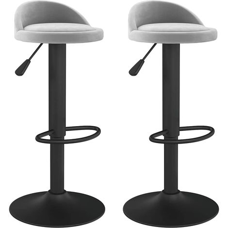 vidaXL Sgabelli da Bar 2 pz Grigio Chiaro in Velluto (1/5)