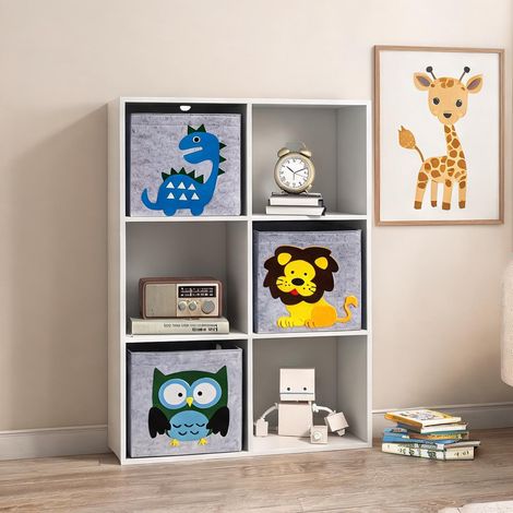 Étagère de rangement enfant 6 compartiments et 3 boîtes tissu (1/5)