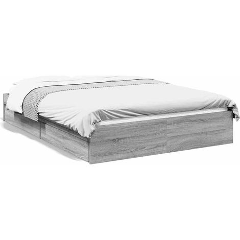 Lit Double Lit Simple - Cadre de lit avec tiroirs sonoma gris 120x190 cm Maison La Vie (1/5)
