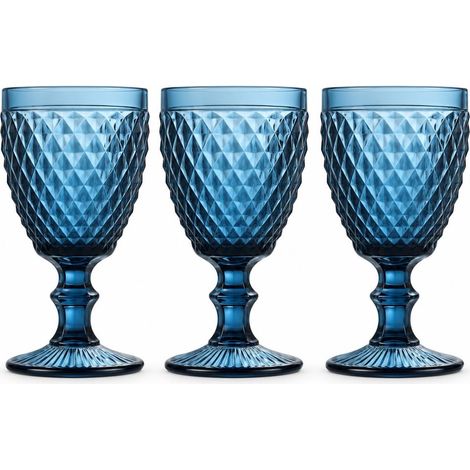 Set 3 Calici Bicchieri in Vetro Tognana Diamond Azzurro 300 cc (1/4)
