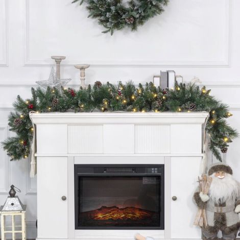180cm Artificial Christmas String Lights, 1.8 meters long, with pine cones, berry garlands, 50 LED lights and a timer. (1/5)