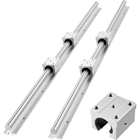 VEVOR Kit di Guide Lineari SBR25, Guide Lineari da 1200 mm 2 pezzi 4 Blocchi di Scorrimento con Cuscinetti, Set di Guida per Scorrimento Lineare per Macchine da Taglio, Rettifica, Fresatura