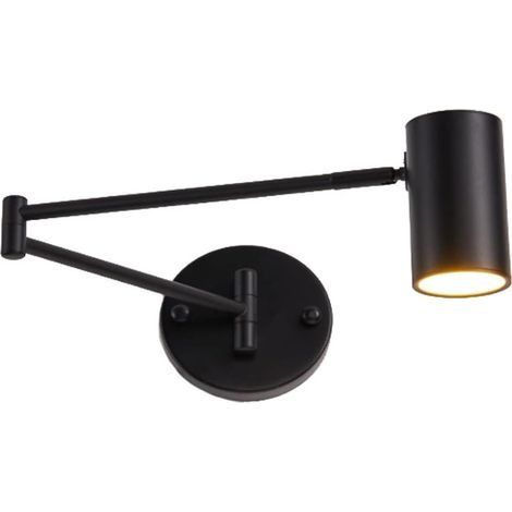 LED Applique Murale avec Bras Articulé, Applique Murale Réglable Pliante, Angle Bras Articulé Lampe, Orientable Lampe de Lecture pour salon, Chambre, Table de Chevet, Noir (1/5)
