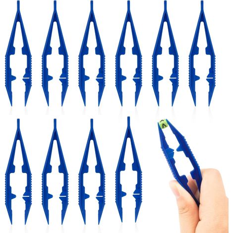 Lot de 10 Pinces à perles, Plastique léger 10 cm, Pointe précise pour artisanat, Électronique et famille (1/5)