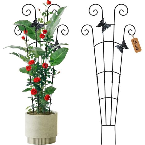 Set of 2 supports for 30-inch potted climbing plants, extendable metal garden supports, suitable for flowers and vines (1/5)