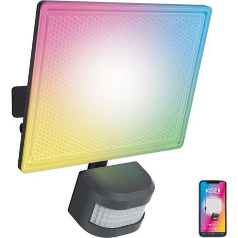 Xanlite – Projecteur mural connecté 20W RVB – Détecteur de mouvement – IP44 – 1700 lumens – 180x160x920mm – KPR20WMDRVBCCT (1/6)