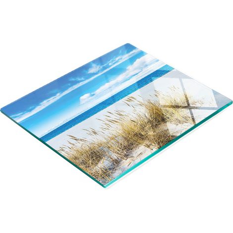 Vassoio da cucina in vetro con grafica di spiaggia sabbiosa, 60x52 cm (1/5)