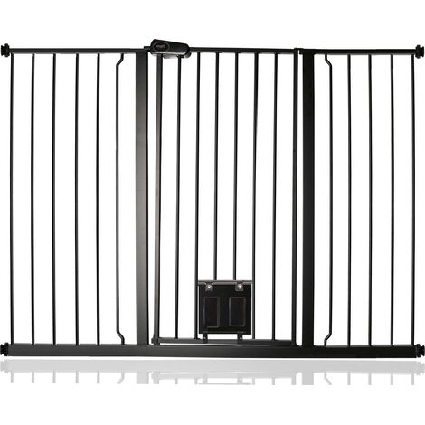 Bettacare Barrière Pour Chien Avec Trappe Verrouillable, 133,2cm - 140,8cm, Hauteur 104cm, Couleur Noir