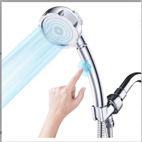 1 Pommeau de douche, 3 jets, haute pression, pause instantanée, rotation 360°, salle de bain (1/5)