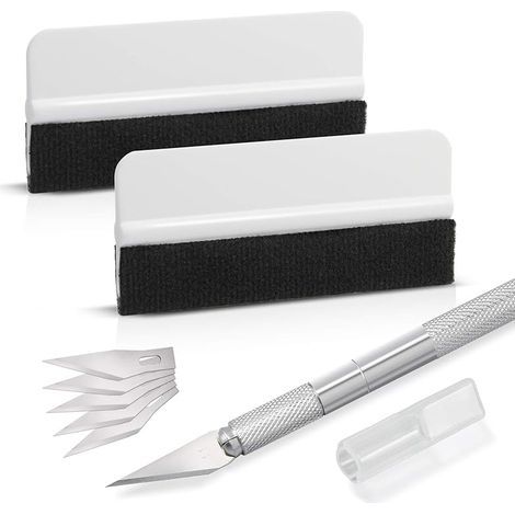 Kit de Raclettes Accessoires Voiture, avec raclette en Feutre, Couteau pour Passe-Temps pour Application ou Raclage avec Cutter et Raclettes Plastique (1/5)