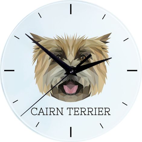Cairn Terrier - reloj de pared geométrico con foto e inscripción de Art-Dog (1/4)