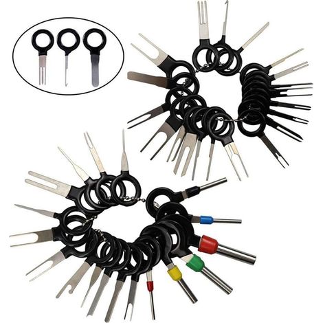 38Pcs Terminals Removal Key Tools Set, 38Pcs Auto Terminals Enlèvement Outil Set, Terminal Outil de démontage de Voiture de câblage électrique connecteur à sertir Broches Extracteur Kit