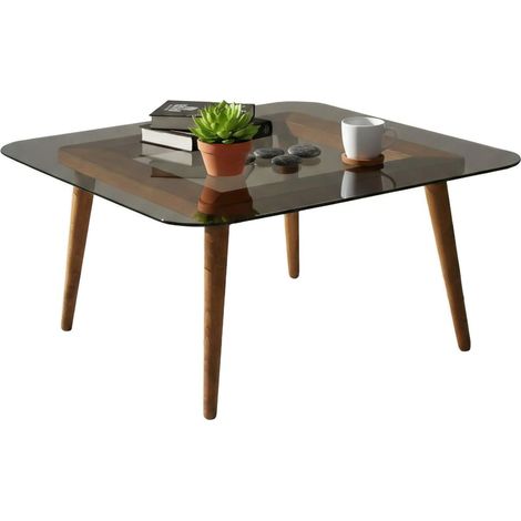 Dmora - Wohnzimmertisch Dgagliol, Niedriger Wohnzimmertisch, Kaffeeregal, Couchtisch für Sofa, 80x80h40 cm, Bronze