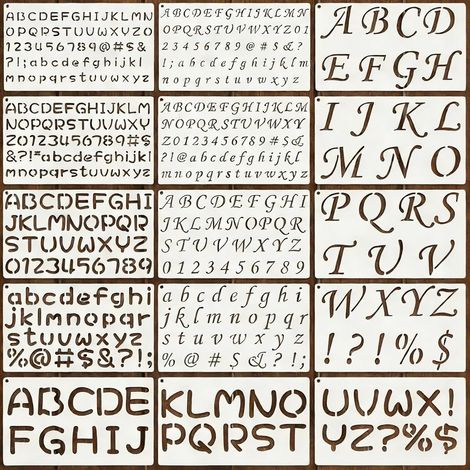Alphabet-Schablone – 15-teilig – Transparentes PET – Buchstaben, Zahlen, Symbole – Scrapbooking, Malen, Basteln – 24,89 x 14,9 cm (1/5)