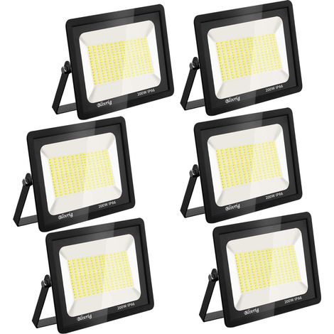 【6PCS】200W Projecteur LED Exterieur 20000LM IP66 Imperméable spot led exterieur Super Brillant Eclairage Extérieur Blanc Chaud(3000k) Sécurité spot led pour stades, usines, Parking, garage, jardi (1/5)