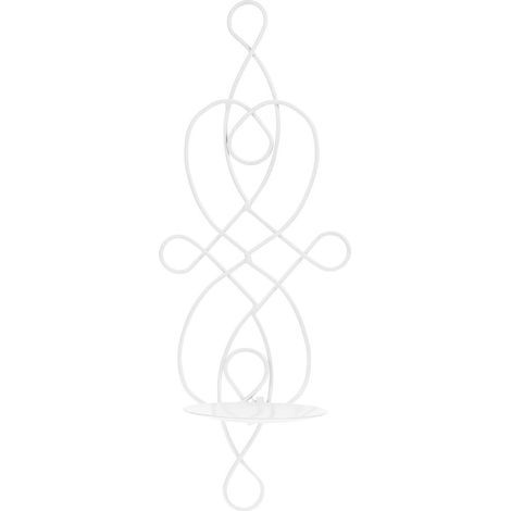 Dekorativer, schmiedeeiserner Wandkerzenhalter für Ihr Zuhause, eleganter Kerzenhalter – 35,4 x 13,4 cm – Weiß (1/4)