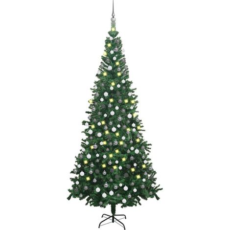 Sapin de Noël artificiel LED et boules/Arbre de Noël pour Déco L 240 cm Vert -WYW62657 (1/5)