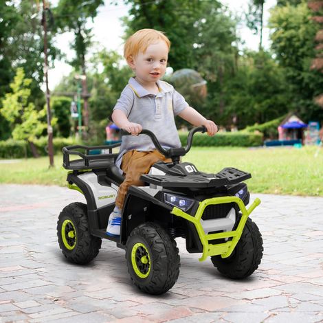 Elektrisches Quad für Kinder ab 3 Jahren mit 12-V-Akku, Scheinwerfern, MP3-Musik, einstellbarer Geschwindigkeit und Korb, 30 kg Tragkraft, Grün