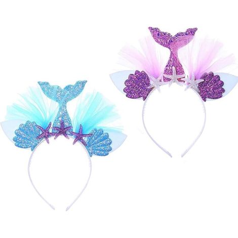 Serre-tête Sirène Paillettes Bandeau Cheveux Mermaid Queue Fantaisie Décoration Déguisement Pour Enfant Cadeau Fête Halloween,Célébration Décoration Cadeau Anniversaire Soirée Party Fête(Bleu&Violet) (1/5)
