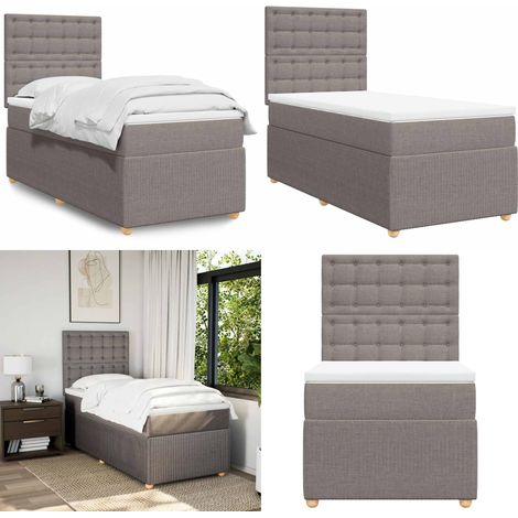 vidaXL Sommier à lattes de lit avec matelas Taupe 90x190 cm Tissu