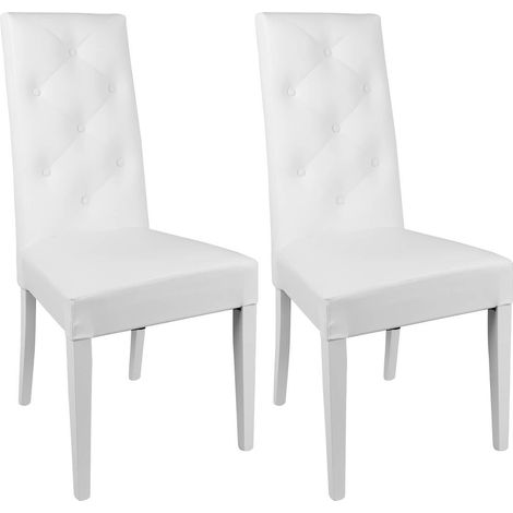 TREVI - Lot de 2 Chaises Simili Blanc et Pieds Laqués (1/3)