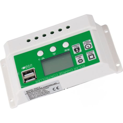 30A 12V/24V PWM-Solarladeregler, automatische Erkennung, zwei USB-Anschlüsse, Ladegerät mit PV-Kabel für Zuhause (1/5)