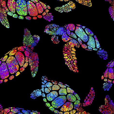 Tela decorativa para exteriores Oxford - Estampado de tortugas coloridas I DX321 (1/5)