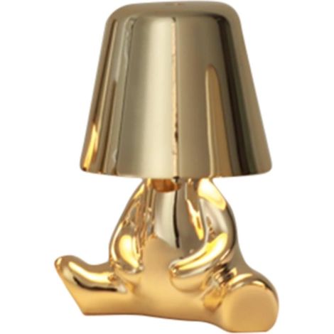 Miniature Sculpture - Statue De Sculpture, Lampe De Chevet À Commande Tactile, Ornements Décoratifs De Luxe en Forme d'homme Doré, Veilleuse Moderne À Intensité Variable(C) (1/5)