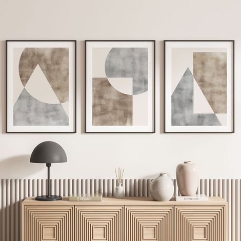 Lot de 3 Affiches / Posters Triptyque - Formes géométriques - 3 Affiches - 70x100 cm (Cadres non fournis) - Photo pleine page (1/5)