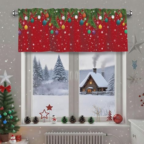 Rideaux motif neige au quotidien, décoration intérieure, rideaux de Noël, décorations de cuisine pour les fêtes, décoration de fête de Noël - Style 2 - 45 x 140 cm