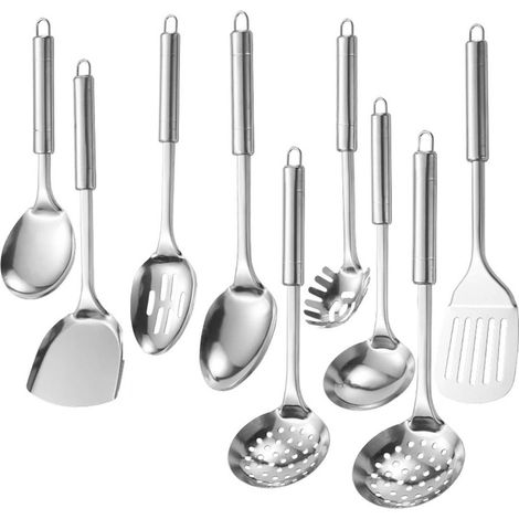 Spatule Cuisine - En Titane Pur - Résistante à la Chaleur - Pour Poêles Antiadhésives et Woks - Lot de 4 Outils de Cuisson (1/5)